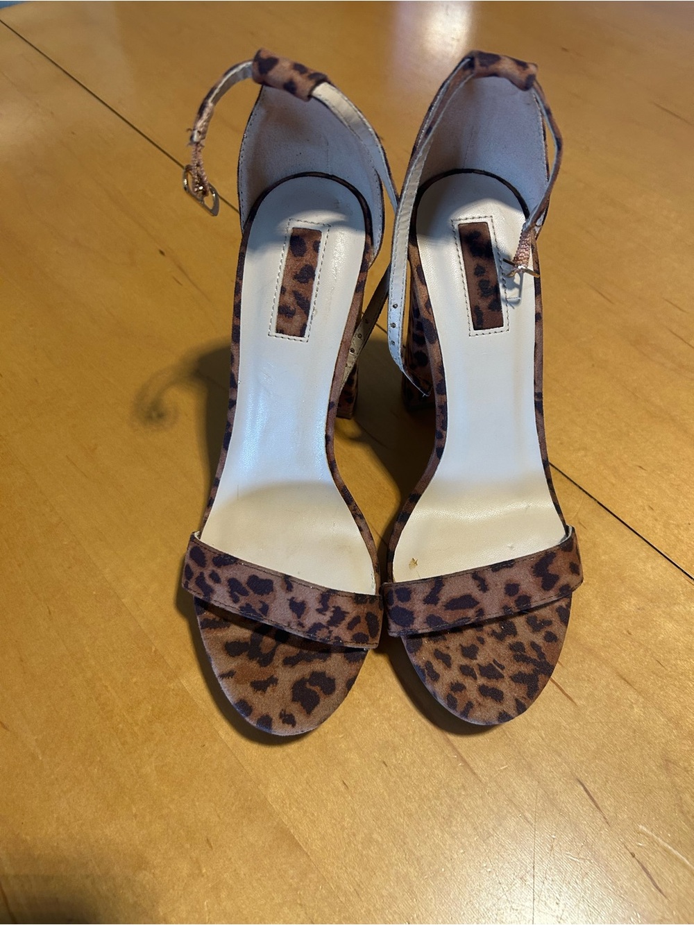 Forever 21 Leopard Print Ankle-Strap Heels - Brown/Black